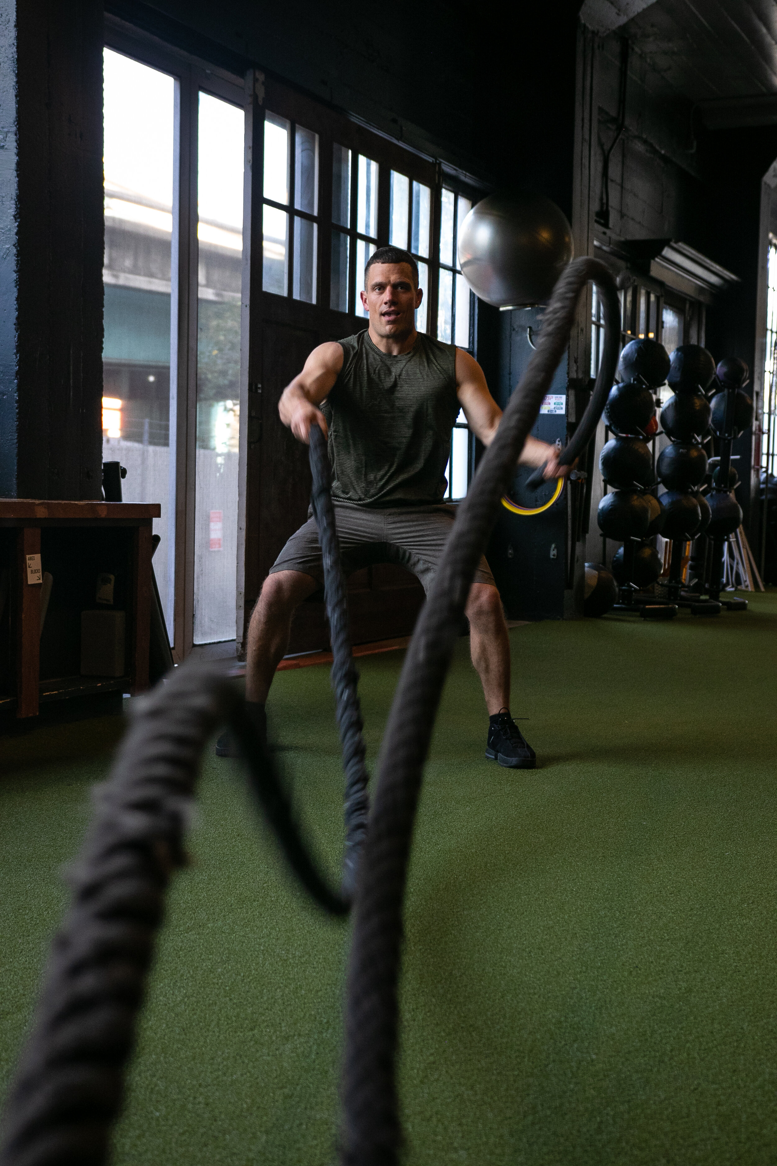 Tycho doing battle ropes